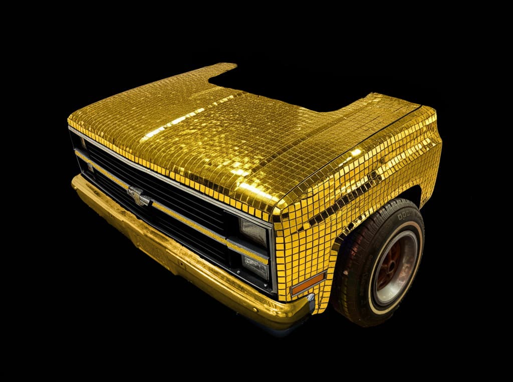 Gouden auto met wielen