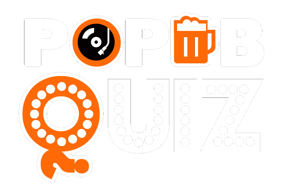 Logo van een pubquiz merk met bierglas en plaat